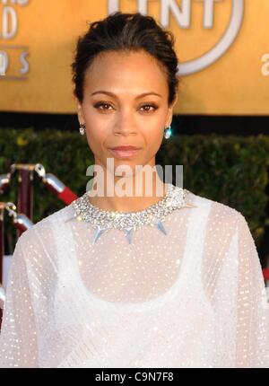 Zoe Saldana at arrivals for 18th Annual Screen Actors Guild SAG Awards - ARRIVALS, Shrine Auditorium, Los Angeles, CA January 29, 2012. Photo By: Dee Cercone/Everett Collection Stock Photo