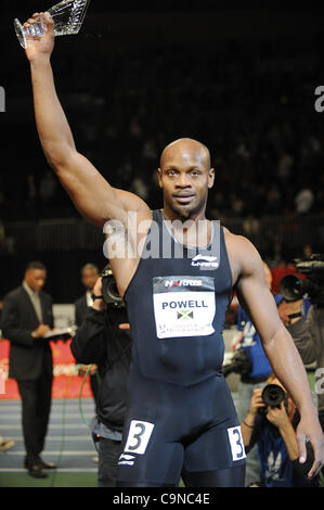 Jan. 28, 2012 - New York, New York, U.S. - Asafa Powell wins the men's 50 meter dash at the first U.S. Open on January 29, 2012 at Madison Square Garden in New York, New York. (Credit Image: © Bob Mayberger/Eclipse/ZUMAPRESS.com) Stock Photo