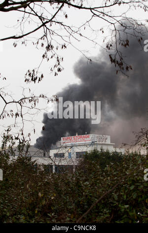 London, UK. Fire at Unigate Dairy, near Wood Lane West London. 31 January 2012 Stock Photo
