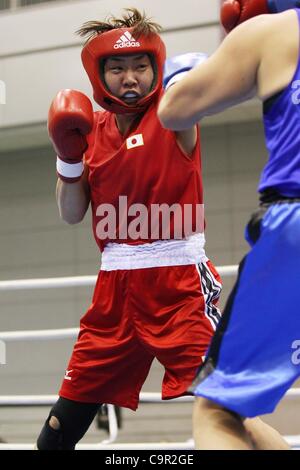 Shizuyo Yamasaki,  February 11, 2012 - Boxing :  All Japan Women's Boxing Championships, Middle Weight Class Final  at Naka-ku Sport Center, Hiroshima, Japan.  (Photo by Daiju Kitamura/AFLO SPORT) [1045] Stock Photo