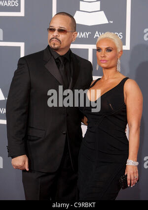 Rapper Ice-T (L) and wife Nicole Austin (aka Coco) on the red carpet of the 54th Annual Grammy Awards at the Staples Center in Los Angeles, California on Sunday, February 12, 2012. ADRIAN SANCHEZ-GONZALEZ/PI Stock Photo