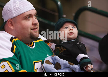 Feb. 12, 2012 - Dallas, Texas, US - Dallas Stars fans big and small enjoy action between the Dallas Stars and LA Kings.  LA defeats Dallas 4-2 at the American Airlines Center. (Credit Image: © Andrew Dieb/Southcreek/ZUMAPRESS.com) Stock Photo