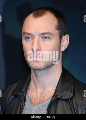 Feb. 15, 2012 - Tokyo, Japan - Actor Jude Law attends a press conference promoting his film 'Sherlock Holmes: A Game of Shadows' on February 15, 2012 in Tokyo, Japan. The film will open on March 10 in Japan. (Credit Image: © Junko Kimura/Jana Press/ZUMAPRESS.com) Stock Photo
