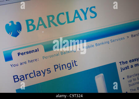 Pingit website on a Mac laptop computer. Barclays bank launched Europe's first money sending service that allows UK current account customers to send and receive cash through their mobile phones, 16th February 2012. Barclays' customers can download the bank's Pingit app to their smartphone and start Stock Photo