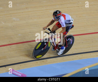 London, England, 12-02-18. Kazuhiro MORI (JPN) in the Omnium at the UCI World Cup, Track Cycling, Olympic Velodrome, London. Part of the London Prepares Olympic preparations. Stock Photo