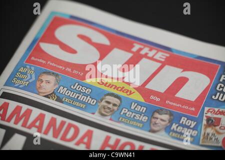 The first edition of The Sun on Sunday Newspaper. 26 February 2012.  Picture by James Boardman. Stock Photo