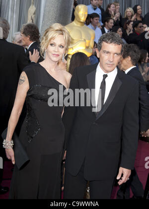 Feb. 26, 2012 - Hollywood, California, U.S - Actress Melanie Griffith and Actor Antonio Banderas on the red carpet of the 84th Academy Awards at the Hollywood and Highland center in Hollywood, California (Credit Image: © Jose Hernandez/Prensa Internacional/ZUMAPRESS.com) Stock Photo