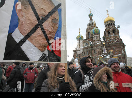 Feb. 25, 2012 - St.-Petersburg, Russia - February 25,2012. St.Petersburg,Russia. Pictured: People gathered for a massive protest against Prime Minister Vladimir Putin. (Credit Image: © PhotoXpress/ZUMAPRESS.com) Stock Photo