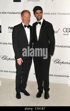Justin Mikita, Jesse Tyler Ferguson at arrivals for 20th Annual Elton John AIDS Foundation Academy Awards Viewing Party, West Hollywood Park, Los Angeles, CA February 26, 2012. Photo By: Tony Gonzalez/Everett Collection Stock Photo