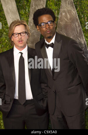 Feb. 26, 2012 - Hollywood, California, U.S - David Spade and Chris Rock on the red carpet at the Vanity Fair Oscar party at the Sunset Towers in West Hollywood, California (Credit Image: © Susan J. Rose/Prensa Internacional/ZUMAPRESS.com) Stock Photo