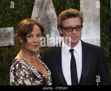 Feb. 26, 2012 - Hollywood, California, U.S - Actor Simon Baker and wife actress Rebecca Rigg   on the red carpet at the Vanity Fair Oscar party at the Sunset Towers in West Hollywood, California (Credit Image: © Susan J. Rose/Prensa Internacional/ZUMAPRESS.com) Stock Photo