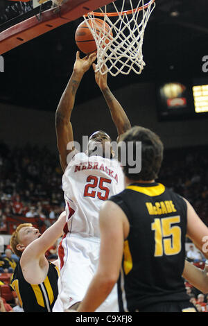 Feb. 29, 2012 - Lincoln, Nebraska, U.S - Nebraska guard Caleb Walker (25) scores two points late in the game as Iowa defeated Nebraska 62-53 in a game played at the Bob Devaney Sports Center in Lincoln, Nebraska. (Credit Image: © Steven Branscombe/Southcreek/ZUMApress.com) Stock Photo