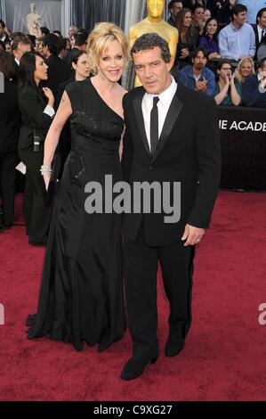 Feb. 26, 2012 - Los Angeles, California, USA - Feb 26, 2012 - Los Angeles, California, USA - Actress MELANIE GRIFFITH, Actor ANTONIO BANDERAS    at the 84th Academy Awards - Arrivals held at the Hollywood and Highland Theater. (Credit Image: © Paul Fenton/ZUMAPRESS.com) Stock Photo