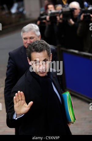 French President Nicolas Sarkozy arrives for the EU Summit in Brussels on Friday, March 2, 2012. (CTK Photo/Jakub Dospiva)