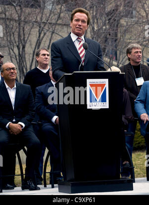 March 02, 2012 - Columbus, OH, USA -  Governor Arnold Schwarzenegger attends the unveiling of an eight-foot, 600-pound bronze statue of himself at the 24th Annual Arnold Sports Festival. Stock Photo