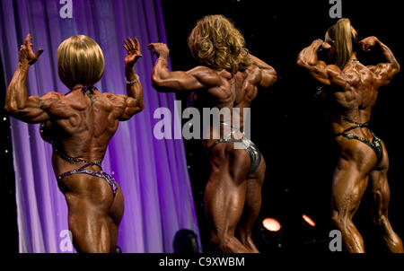 March 02, 2012 - Columbus, OH, USA -  Women bodybuilders compete in the 2012 Ms. International Championship at the 24th Annual Arnold Sports Festival. Stock Photo