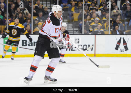 March 1, 2012 - Boston, Massachusetts, U.S - New Jersey Devils left wing Ilya Kovalchuk (17). The Boston Bruins defeat the New Jersey Devils in overtime 4-3 at the TD Garden. (Credit Image: © Geoff Bolte/Southcreek/ZUMAPRESS.com) Stock Photo