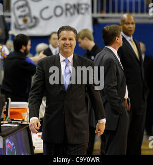 March 4, 2012 - Gainesville, KY, USA - UK Coach John Calipari smiled as he walked on the court as the the University of Kentucky played the University of Florida in the O'Connell Center in Gainesville, Fl.,  Sunday, March 04, 2012. This is first  half men's college basketball action. Charles Bertram Stock Photo