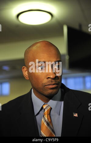 Nassau County Legislature, controlled by Republicans, votes along party lines to consolidate 8 police precincts into 4, on Monday, March 5, 2012, at Mineola, New York, USA. Minority Leader Kevan Abrahams and the other 8 Democrats voted No. Stock Photo