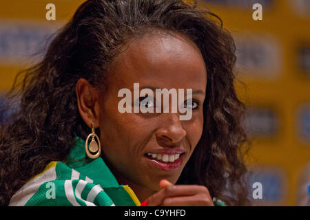 ISTANBUL, TURKEY: Thursday 8 March 2012, Meseret Defar of Ethiopia (ETH), winner of four consecutive World Indoor 3000m titles and former Olympic and World Champion, during the IAAF/LOC Press Conference held at the Turkish Olympic House. The IAAF World Indoor Championships at the Atakoy Athletics Ar Stock Photo
