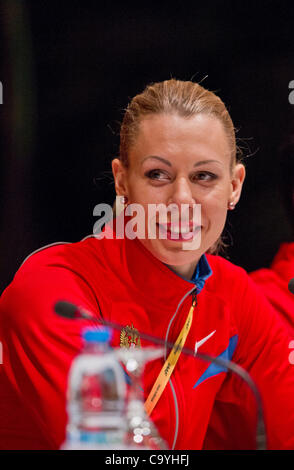 ISTANBUL, TURKEY: Thursday 8 March 2012, Tatyana Chernova of Russia (RUS), heptathlon world champion and World Indoor bronze medallist in the pentathlon, during the IAAF/LOC Press Conference held at the Turkish Olympic House. The IAAF World Indoor Championships at the Atakoy Athletics Arena takes pl Stock Photo