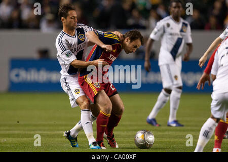 March 10, 2012 - Carson, California, U.S - Los Angeles Galaxy midfielder Marcelo Sarvas #8 and Real Salt Lake midfielder Ned Grabavoy #20 in action during the Major League Soccer game between Real Salt Lake and the Los Angeles Galaxy at the Home Depot Center. (Credit Image: © Brandon Parry/Southcree Stock Photo