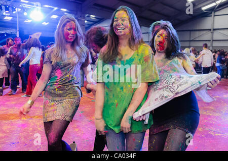 Belfast, UK - 11/03/2012. Holi Festival of Colours is celebrated in Belfast Stock Photo