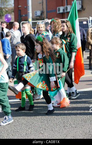 St Patrick's day parade in Birmingham UK. Stock Photo