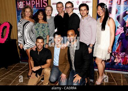 Anthony Rapp, Adam Pascal, Wilson Cruz, Telly Lung at arrivals for MEMPHIS Celebrates 1000th Performance On Broadway, 48 Lounge, New York, NY March 14, 2012. Photo By: Steve Mack/Everett Collection Stock Photo