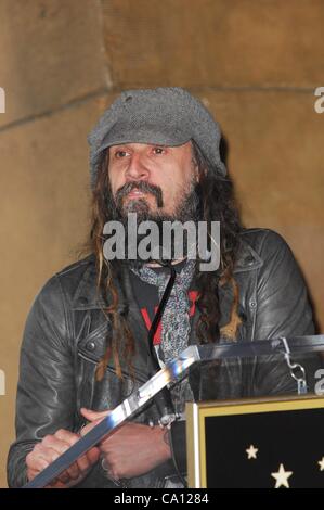 Rob Zombie at the induction ceremony for Star on the Hollywood Walk of Fame for Malcolm McDowell, Hollywood Boulevard, Los Angeles, CA March 16, 2012. Photo By: Elizabeth Goodenough/Everett Collection Stock Photo