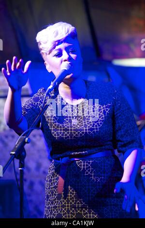 March 20, 2012 - Madrid, Spain - Emeli Sande performs on stage during Beefeater London Sessions Festival at tipical spanish t'ablao' El Corral de la Pacheca in Madrid (Credit Image: © Jack Abuin/ZUMAPRESS.com) Stock Photo