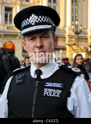 London, UK. 29/03/12. Metropolitan Police Deputy Assistant Commissioner, Stephen Kavannagh at the launch of Operation Trafalgar in Piccadilly Circus. Stock Photo