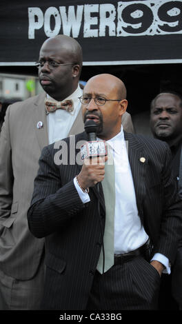 March 29, 2012 - Philadelphia, PA, U.S - Mayor MICHAEL NUTTER, speaks to the crowd of protesters at the Justice For Trayvon Martin Rally held at Love Park Philadelphia Pa. The rally was sponsored by the Philadelphia Chapter of the NAACP. (Credit Image: © Ricky Fitchett/ZUMAPRESS.com) Stock Photo