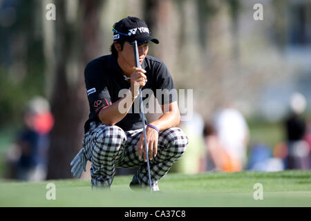 Ryo Ishikawa (JPN), MARCH 23, 2012 - Golf : Ryo Ishikawa of Japan lines up during the second round of the Arnold Palmer Invitational at Arnold Palmer's Bay Hill Club and Lodge in Orlando, Florida. (Photo by Thomas Anderson/AFLO)(JAPANESE NEWSPAPER OUT) Stock Photo