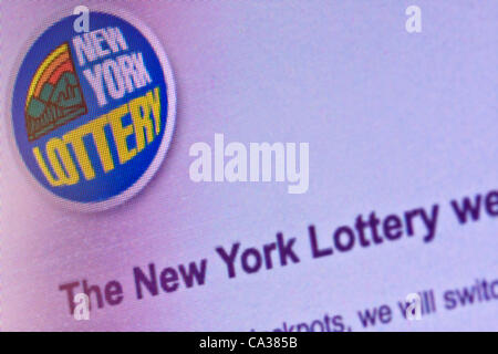 March 30, 2012. Website Image of The New York Lottery's Mega Millions Jackpot which has grown to a worldwide record of $640 Million Dollars Stock Photo