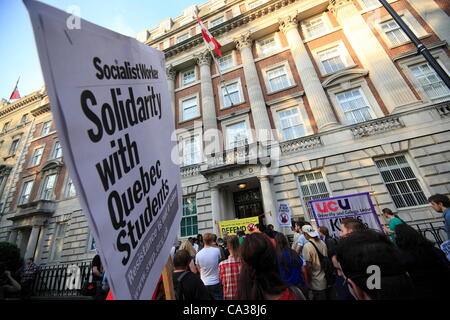Wednesday 30th May 2012 students held a demonstration in solidarity  for Canadian students in Quebec.  Canadian High Commission was the last stop for the protesters.  Credit Line : Credit:  HOT SHOTS / Alamy Live News Stock Photo