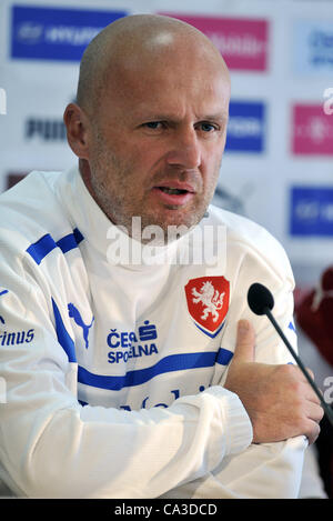 Coach of the Czech national soccer team Michal Bilek  during press conference ahead of the EURO 2012 in Prague, Czech Republic on May 31, 2012. (CTK Photo/Vit Simanek) Stock Photo