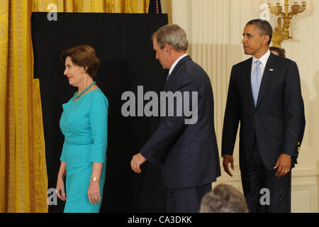 May 31, 2012 - Washington, District of Columbia, U.S. - ..President Barack Obama welcomes former President George W Bush and Former First Lady Laura Bush back to the White House to unveil his formal Presidential portrait that will hang form this point on in the White House.(Credit Image: Â© Christy  Stock Photo