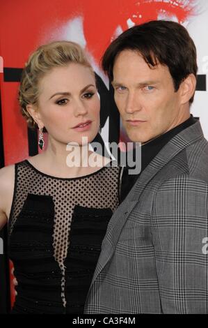 May 30, 2012 - Los Angeles, California, U.S. - Pregnant Actress ANNA PAQUIN with husband Actor STEPHEN MOYER at the 'True Blood' Fifth Season Premiere held at the Cinerama Dome.(Credit Image: © Paul Fenton/ZUMAPRESS.com) Stock Photo