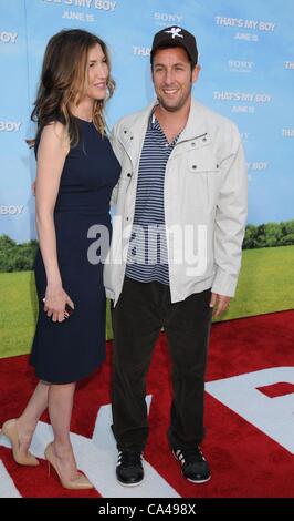 June 4, 2012 - Los Angeles, California, USA - Jun 04, 2012 - Los Angeles, California, USA - Actor ADAM SANDLER, wife JACKIE at the 'That's My Boy' World Premiere held at the Regency Village Theater. (Credit Image: © Paul Fenton/ZUMAPRESS.com) Stock Photo