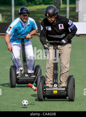 Stockholm, Sweden. Wed 6th June 2012. Segway Polo World Cup. 'Lebanon SW Polo' in black plays 'Blade Gliders' from Solingen, Germany Stock Photo