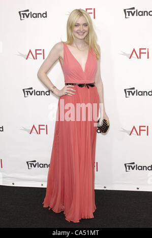 June 8, 2012 - Hollywood, California, U.S. - Dakota Fanning during the TV Land presentation of the 37th Annual AFI Life Achievement Award honoring Shirley MacLaine, on June 7, 2012, at the Sony Picture Studios, in Culver City, California.(Credit Image: Â© Michael Germana/Globe Photos/ZUMAPRESS.com) Stock Photo