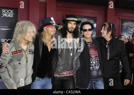 June 8, 2012 - Hollywood, California, U.S. - CC Deville, Bret Michaels, Russell Brand, Bobby Dall and Rikki Rockett during the premiere of the new movie from Warner Bros. Pictures ROCK OF AGES, held at Grauman's Chinese Theatre, on June 8, 2012, in Los Angeles.(Credit Image: Â© Michael Germana/Globe Stock Photo