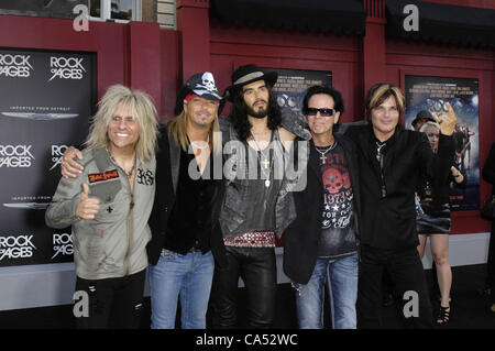 June 8, 2012 - Hollywood, California, U.S. - CC Deville, Bret Michaels, Russell Brand, Bobby Dall and Rikki Rockett during the premiere of the new movie from Warner Bros. Pictures ROCK OF AGES, held at Grauman's Chinese Theatre, on June 8, 2012, in Los Angeles.(Credit Image: Â© Michael Germana/Globe Stock Photo