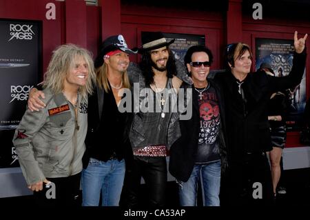 CC Deville, Bret Michaels, Russell Brand, Bobby Dall, Rikki Rockett at arrivals for ROCK OF AGES Premiere, Grauman's Chinese Theatre, Los Angeles, CA June 8, 2012. Photo By: Michael Germana/Everett Collection Stock Photo