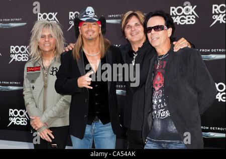 CC Deville, Bret Michaels, Bobby Dall, Rikki Rockett at arrivals for ROCK OF AGES Premiere, Grauman's Chinese Theatre, Los Angeles, CA June 8, 2012. Photo By: Emiley Schweich/Everett Collection Stock Photo