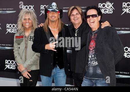 CC Deville, Bret Michaels, Bobby Dall, Rikki Rockett at arrivals for ROCK OF AGES Premiere, Grauman's Chinese Theatre, Los Angeles, CA June 8, 2012. Photo By: Emiley Schweich/Everett Collection Stock Photo