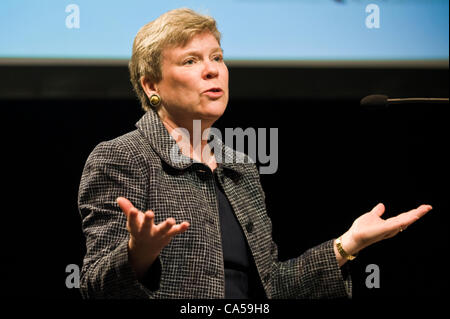 Rose Gottemoeller, American Under Secretary of State for Arms Control and International Security giving The Joseph Rotblat Lecture 2012 at The Telegraph Hay Festival 2012, Hay-on-Wye, Powys, Wales, UK Stock Photo