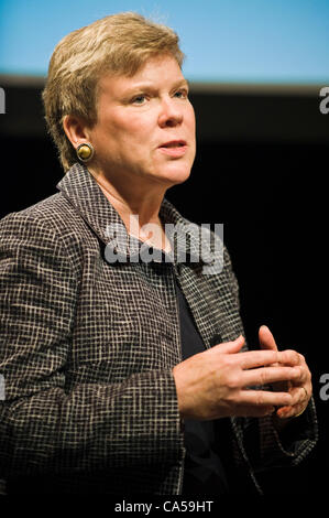 Rose Gottemoeller, American Under Secretary of State for Arms Control and International Security giving The Joseph Rotblat Lecture 2012 at The Telegraph Hay Festival 2012, Hay-on-Wye, Powys, Wales, UK Stock Photo