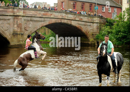 Appleby Horse Fair 2012. Thousands of people from the Gypsy and Traveller community descend on the small Cumbrian town of Appleby in Westmorland for the annual Appleby New Fair. The ancient fair dates back centuries and is one of the main events of the year for the Gypsy and Traveller community. The Stock Photo